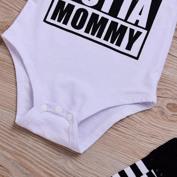 Baby Girl White Onesie Lace Stripe Leg Warmer Bow Hairband 3Pcs Kids Set 0-3M - Picture 4 of 5